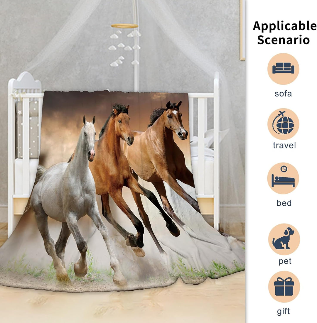 Pferd Kuscheldecke Flanell Decke,Kinderdecke 3D Pferd Flauschige Plüsch Decke,Wohndecke Fleecedecke