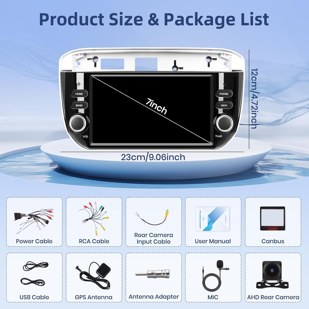Hikity [4+64G] Android 15 Autoradio für FIAT Punto 2005-2009 /Linea 2007-2011 Bildschrim 7” IPS Radi