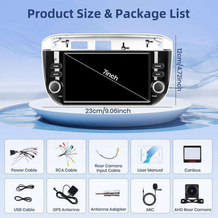 Hikity [4+64G] Android 15 Autoradio für FIAT Punto 2005-2009 /Linea 2007-2011 Bildschrim 7” IPS Radi