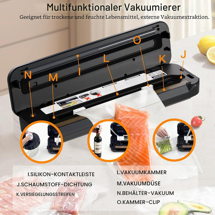 MegaWise Leistungsstarke und kompakte Vakuumversiegelungsmaschine One-Touch Automatische Lebensmitte