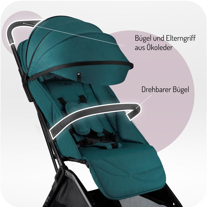 MoMi Kinderwagen ANDREA mit automatischem Faltsystem, bis 22 kg Körpergewicht, 5-Punkt-Sicherheitsgu
