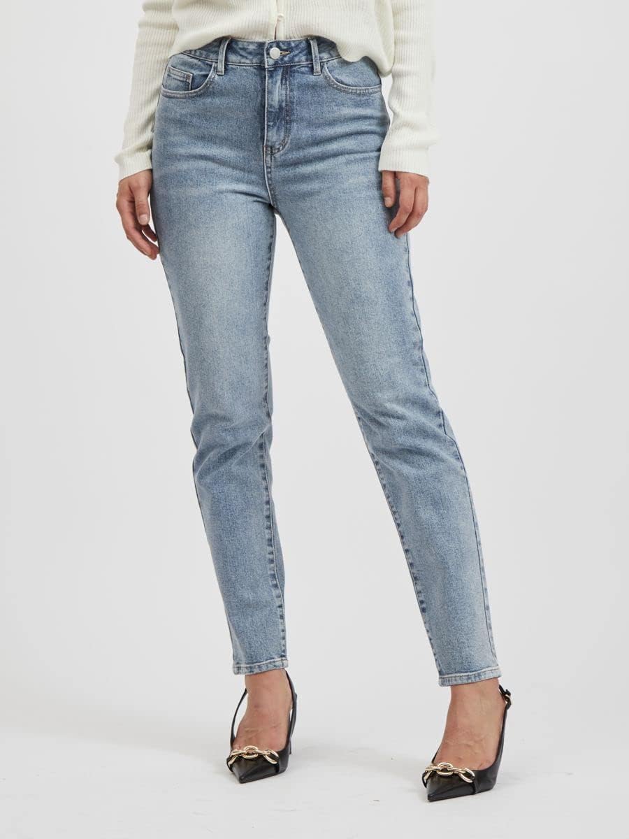 Vila Damen Vimommie Dl Hw Mom LBD-Noos Jeans 36W / 32L Light Blue Denim, 36W / 32L Light Blue Denim
