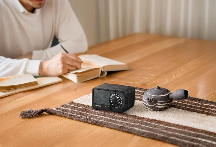SANGEAN WR-8 – Tragbares Vintage Radio mit Bluetooth Lautsprecher, FM-Empfang, integriertem Akku, Ec
