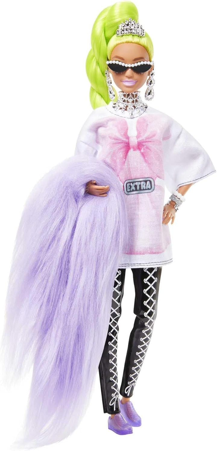 Barbie HDJ44 - Extra Puppe #11 in übergrossem T-Shirt & Leggings mit Haustier Papagei, extra langes