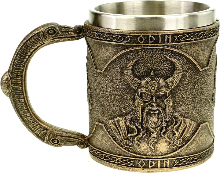 Vogler 816-932 Wikinger Krug Thor mit Metalleinsatz Becher Odin Nordmänner
