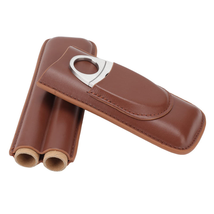 Zigarrenetui, Portable 2 Fingers Leder Zigarre Reiseetui mit Zigarrenschneider Adopt elastische gebü
