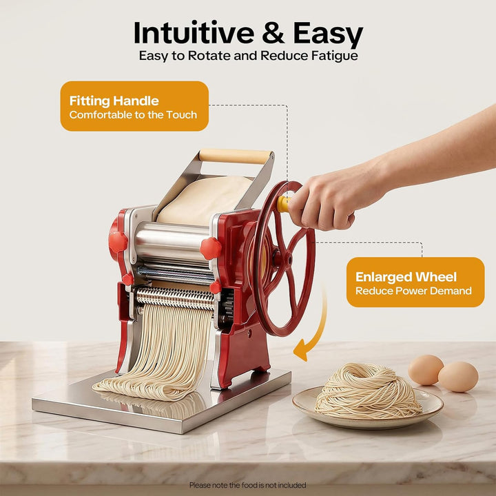 Manuelle Nudelmaschine, Edelstahl Pastamaschine Pasta Maker Maschine für 0.5-5mm Nudeldicke, Nudelsc