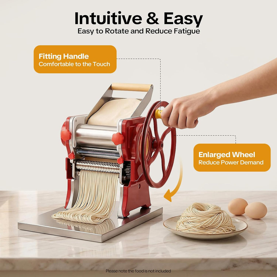Manuelle Nudelmaschine Edelstahl Nudeldicke 0.5-5mm Walze und Kutter aus Edelstahl für Nudeln Spaghe