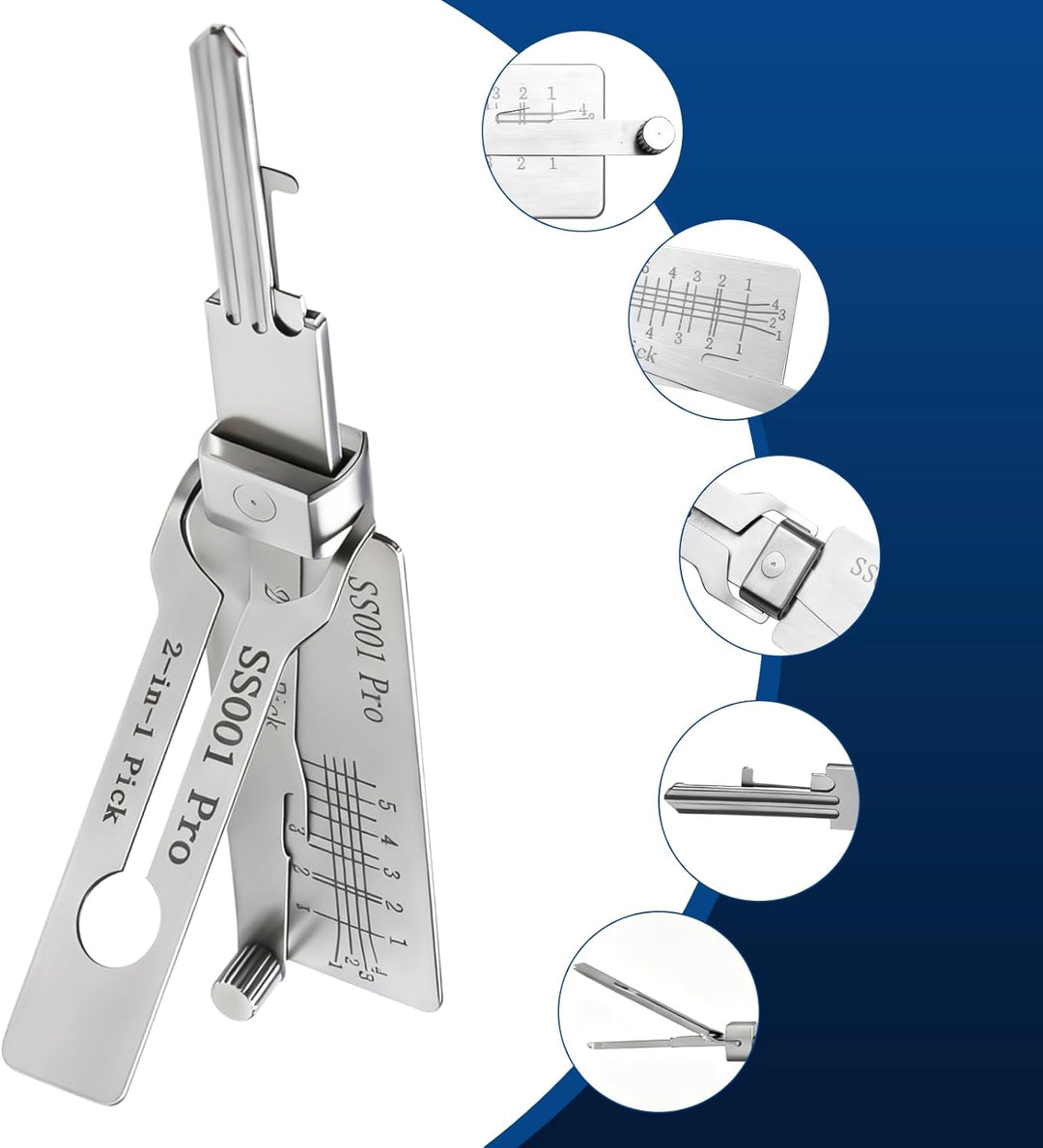 SS001 PRO Hauptschlüssel-decoder aus edelstahl,lishi 2-in-1 lock pick und Pick-Werkzeuge,Autoschlüss