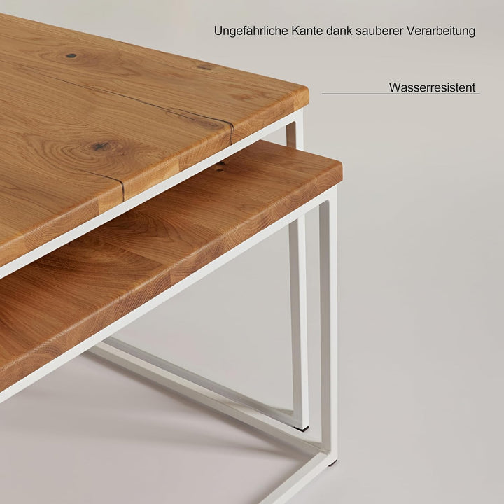 Original BestLoft® 2er-Set Couchtisch Twinsburg aus edler Eiche Industriedesign (Eiche Wild + Gestel