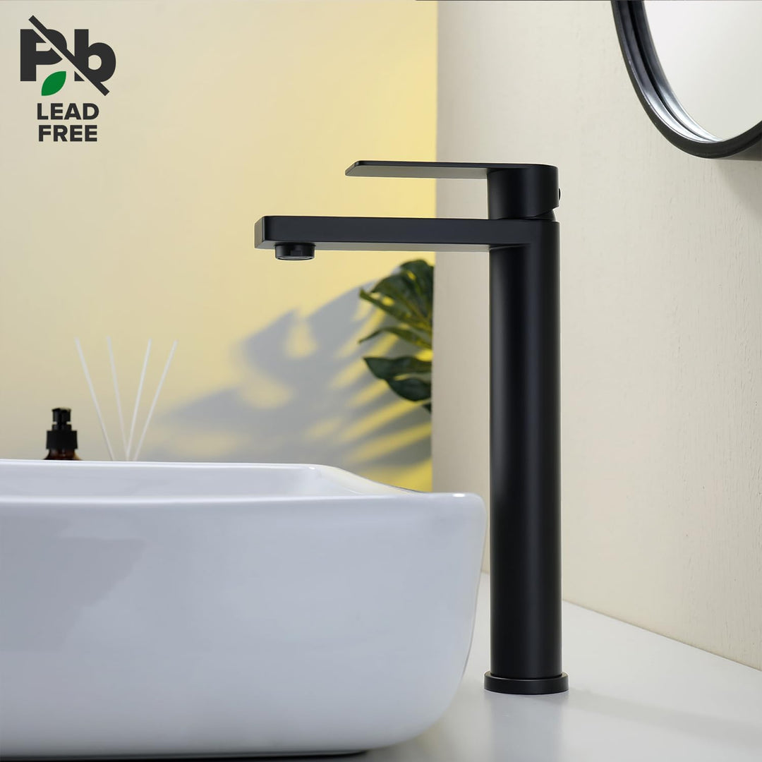 Decaura Waschtischarmatur Schwarz Matt Hoch Wasserhahn Bad Badezimmer Waschbecken Armatur Edelstahl