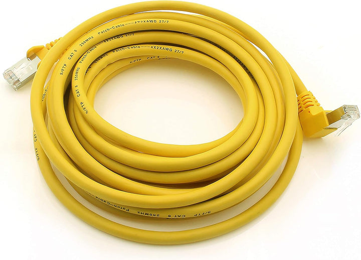 1aTTack.de 366226 Cat.6 Netzwerkkabel Winkel 90 Grad 5m - gelb - 10 Stück - Cat6 Patchkabel (SFTP PI