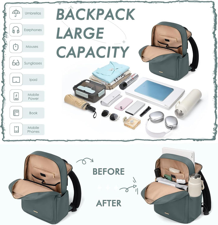 Laptop Rucksack für Damen, Lässiger Backapck für Arbeit und Business, Handtasche, Handgepäck-Reiseru