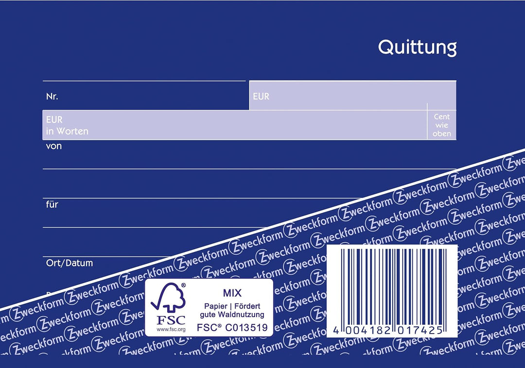 AVERY Zweckform 1742-10 Quittungsblock Kleinunternehmer (A6 quer, 2x40 Blatt, selbstdurchschreibend,