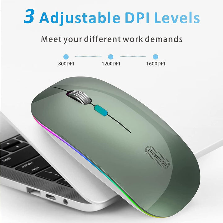 Uiosmuph G12 Maus Kabellos, LED 2.4G Leise Funkmaus Wiederaufladbar Wireless Mousemit Nano USB Empfä