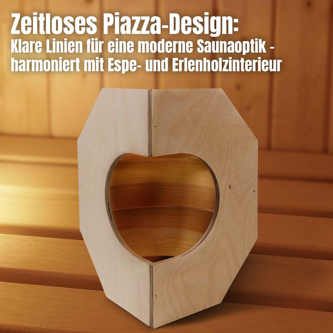 LaJa26 Sauna Eck-Lampenschirm Piazza - FSC Espenholz - Stimmungsvolles Saunalicht - Geeignet für Inn