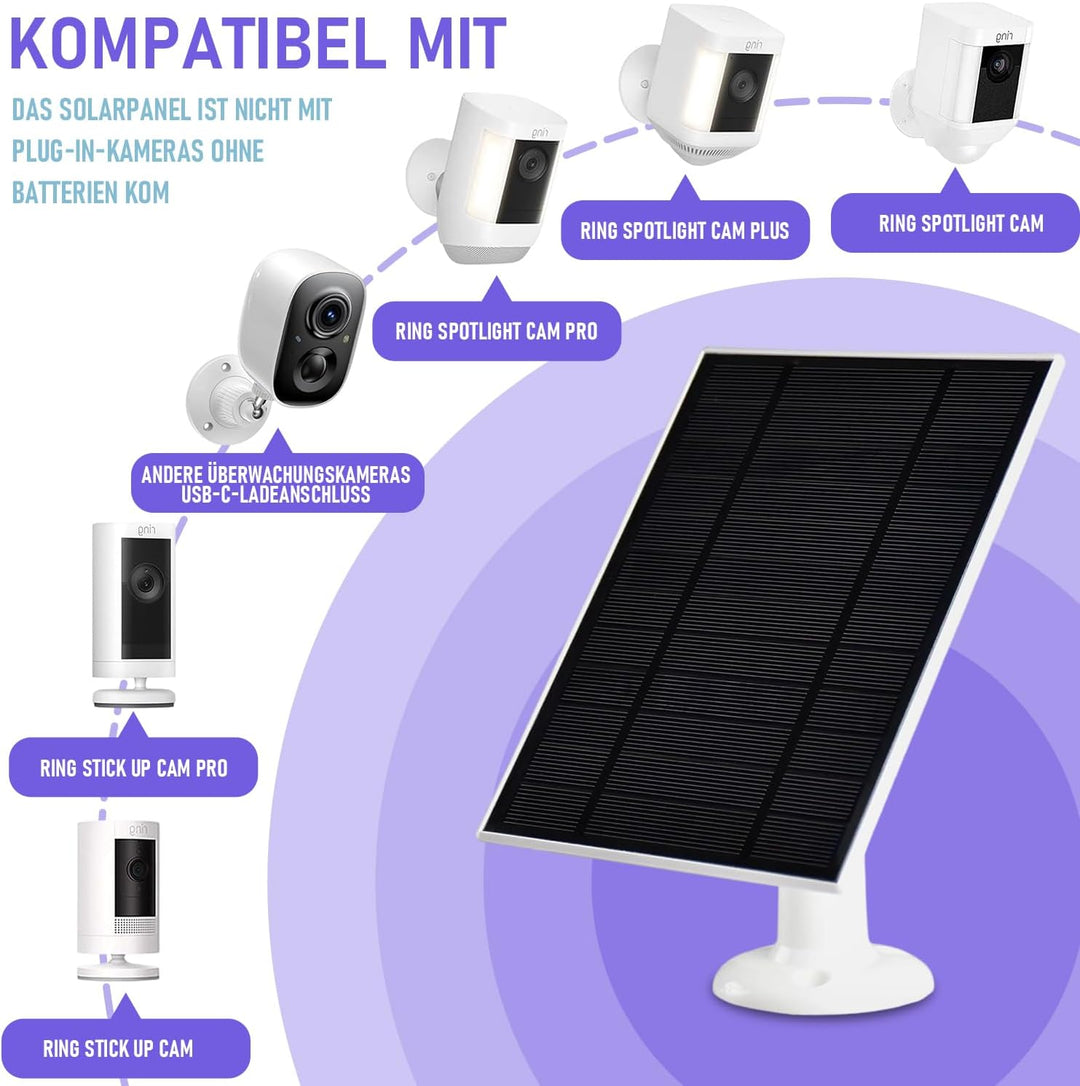 6W Solarpanel für Sicherheits kameras, 5V Solarladegerät kompatibel mit Ring Stick Up Cam/Spotlight