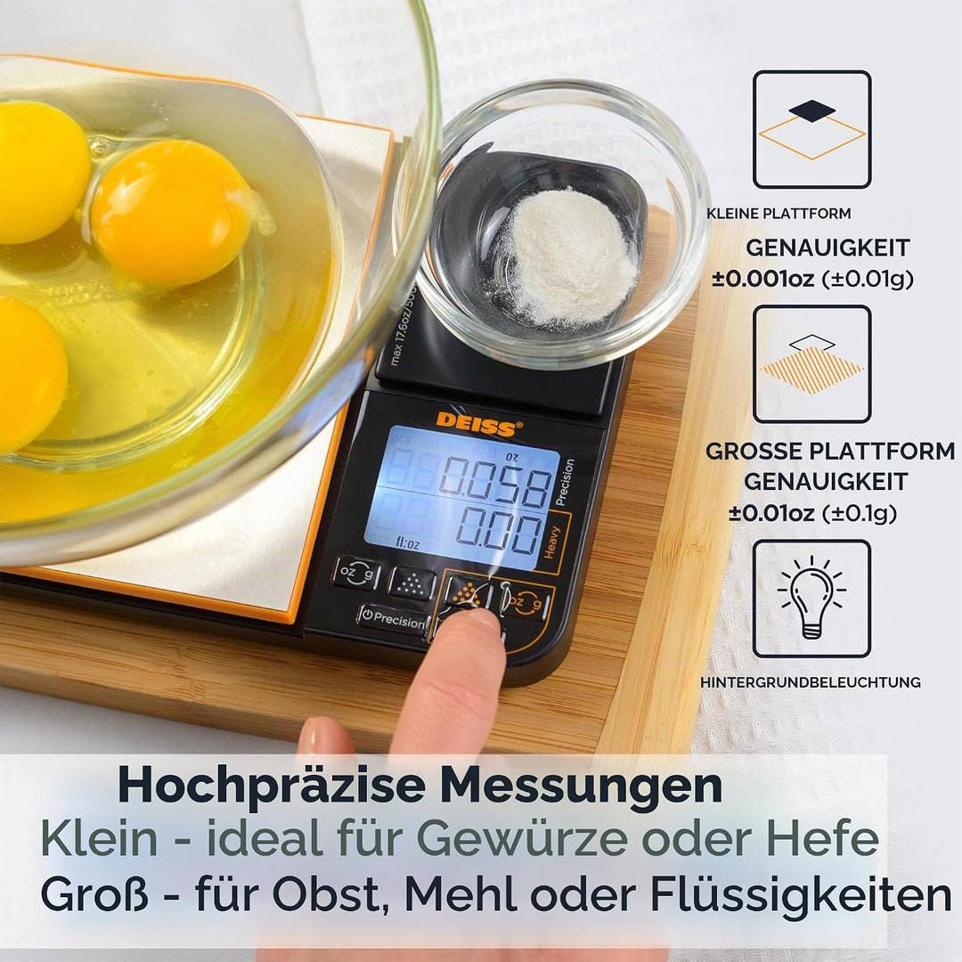 Deiss PRO Digitale Küchenwaage und Lebensmittelwaage mit doppelter Plattform – Kapazität 5 kg und 49