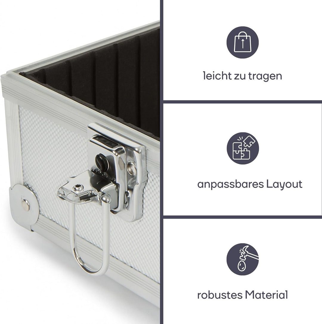 Perel 1819 Werkzeugkoffer aus Aluminium, 42.5 X 30.5 X 12.5 cm 42.5 X 30.5 X 12.5 cm Schwarz,silber,