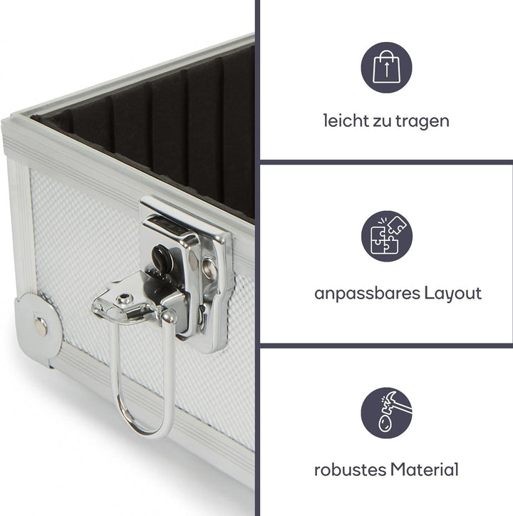 Perel 1819 Werkzeugkoffer aus Aluminium, 42.5 X 30.5 X 12.5 cm 42.5 X 30.5 X 12.5 cm Schwarz,silber,
