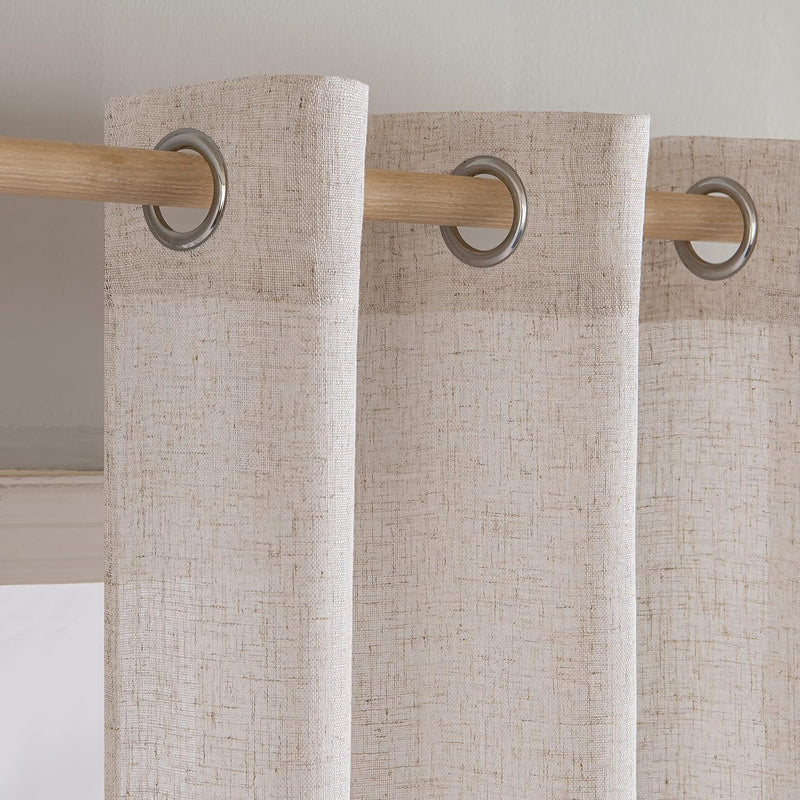 MIULEE Gardinen Vorhänge mit ösen Voile Vorhang Modern Leinenoptik Halbtransparent für Wohnzimmer Kü