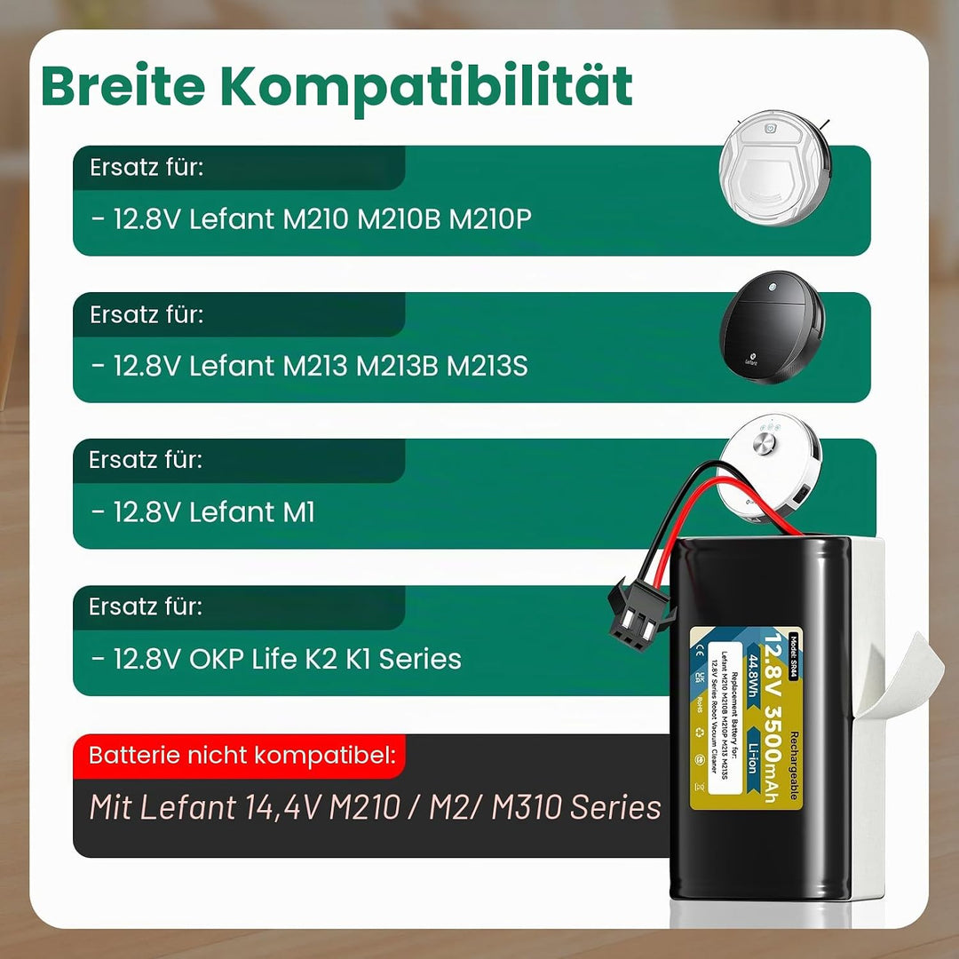 12,8V 3500mAh Ersatzakku für Lefant M210 / M210B / M210P / M213 / M213S, Akku für OKP K2 (Not for 14