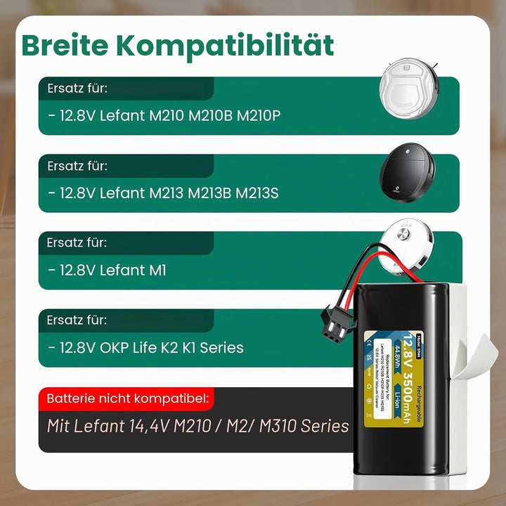 12,8V 3500mAh Ersatzakku für Lefant M210 / M210B / M210P / M213 / M213S, Akku für OKP K2 (Not for 14