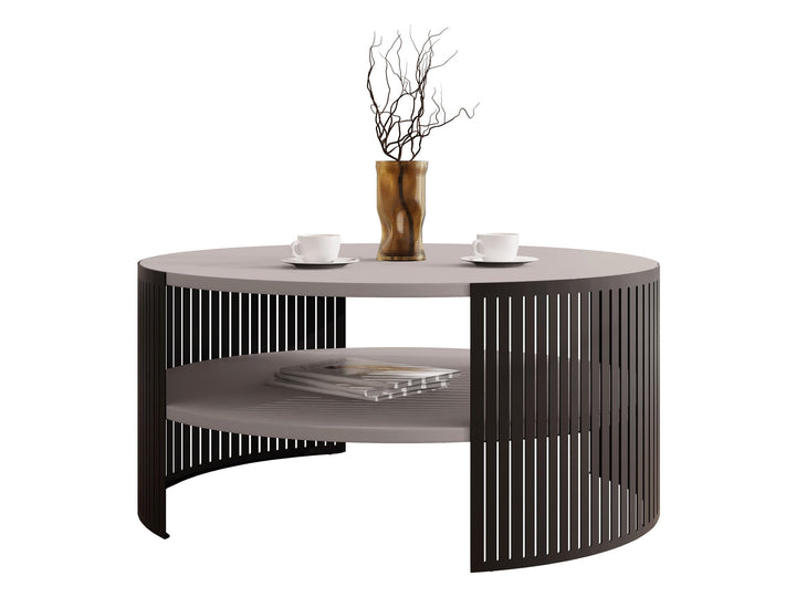 Mirjan24 Couchtisch mit Ablage Fahugin, Runde Form, Beine aus Metall, Kaffeetisch, Wohnzimmertische,