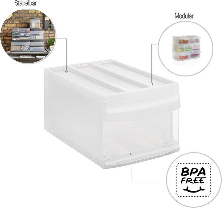 Rotho Systemix Schubladenbox 1 Schub, Kunststoff (PP) BPA-frei, transparent, M (39.5 x 25.5 x 20.3 c