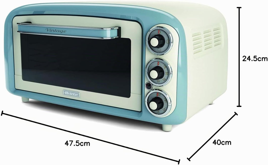 Ariete Vintage-Ofen 979, Retro Elektrobackofen mit 3 Backpositionen, 30 cm Pizzaofen, Max. Temperatu
