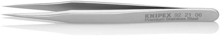KNIPEX Mini-Präzisionspinzette Mattiert Glatt 80 mm, 92 21 06 0.13 mm Silber, 0.13 mm Silber