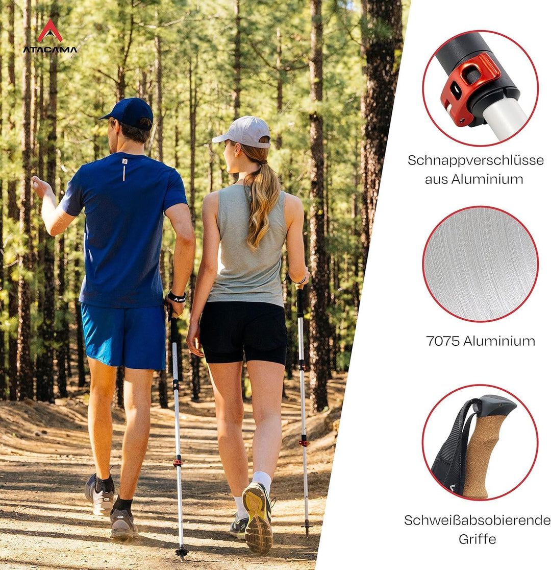 ATACAMA Nordic Walking Stöcke Damen und Herren Wanderstöcke Faltbar &amp; Wanderstöcke Teleskop aus Carb