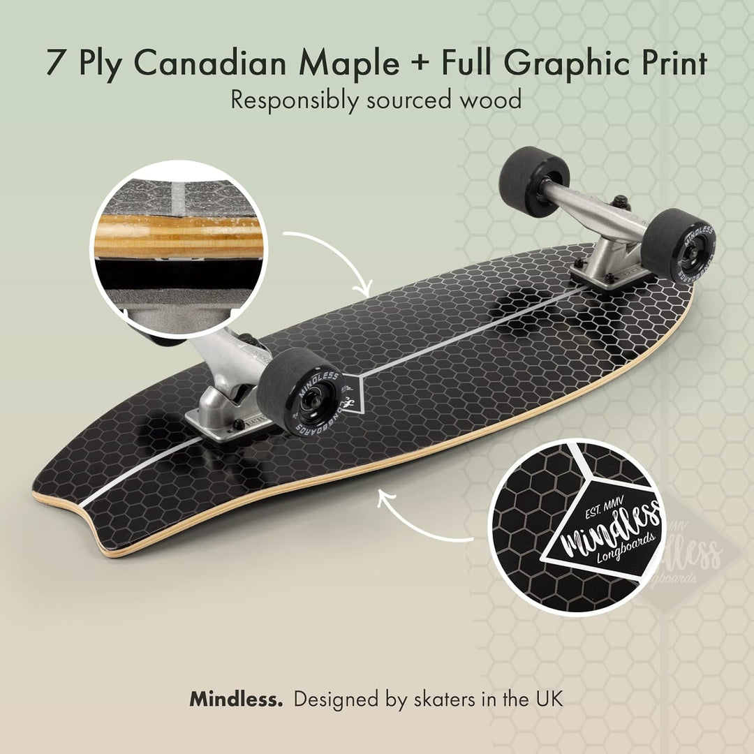 Mindless Surf Skate Fish Tail Skateboard, Unisex Erwachsene 29,5'' x 9,75'' schwarz (schwarz), 29,5'