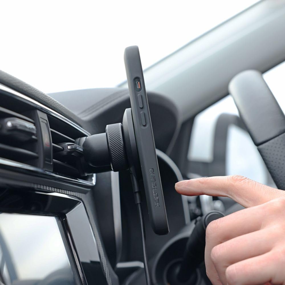 QUAD LOCK Lüftung Handyhalterung fürs Auto mit MAG-Kabelloser Ladekopf V2 und MAG-Hülle für Galaxy S