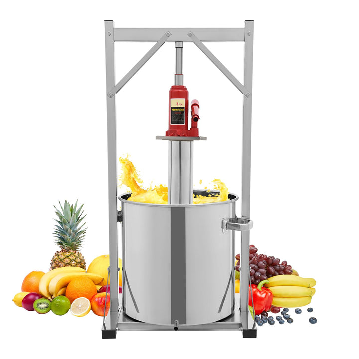 22L Hydraulische Obstpresse, Manuelle Fruchtpresse mit 3T Hydraulikheber, 304 Edelstahl Obstweinpres