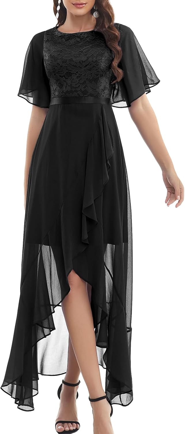 Gardenwed Damen Spitzen Abendkleid Elegant Cocktailkleid Ballkleid Brautjungfernkleider für Hochzeit