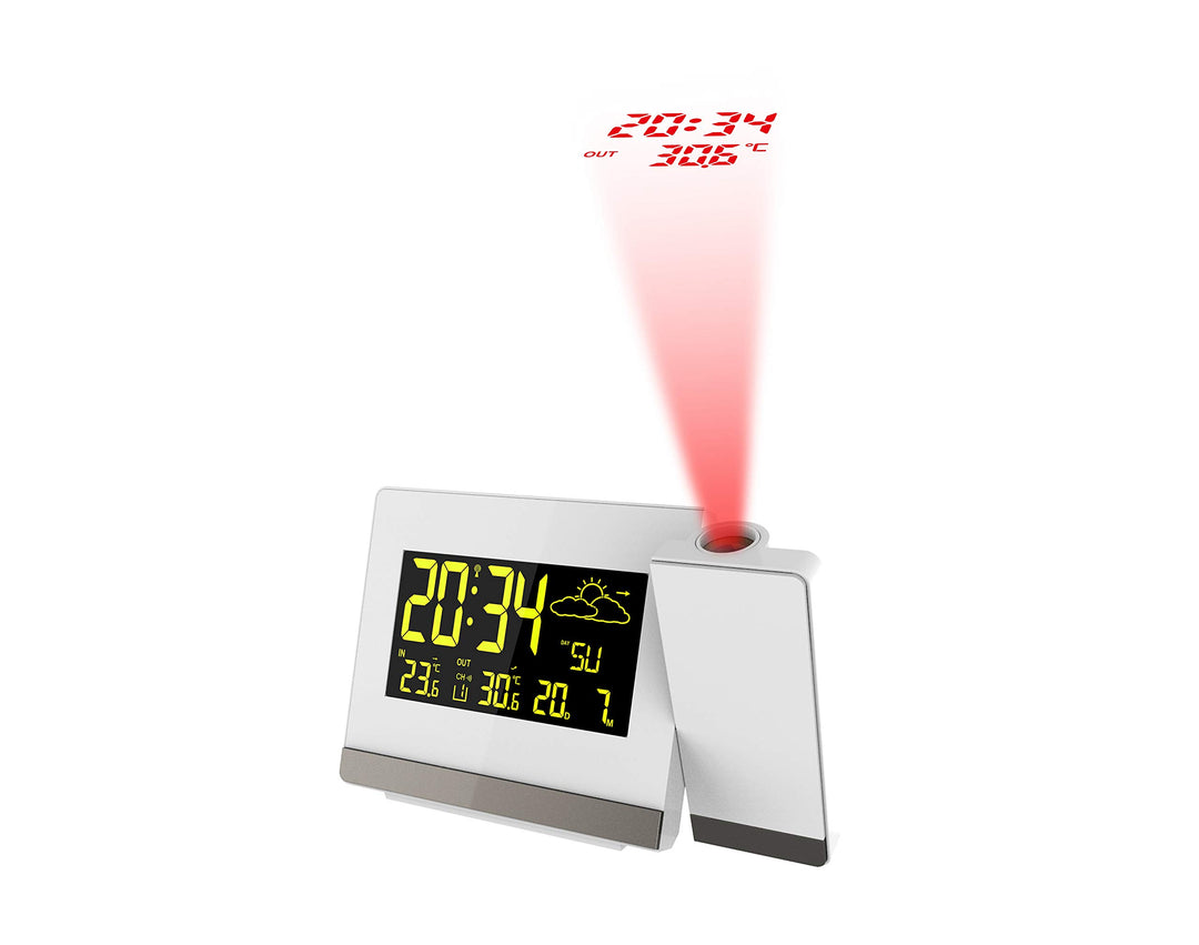 Technoline Funkprojektionswecker WT549 mit LED Farbeinstellung Weiss 14.7 x 4.2 x 9.2 cm
