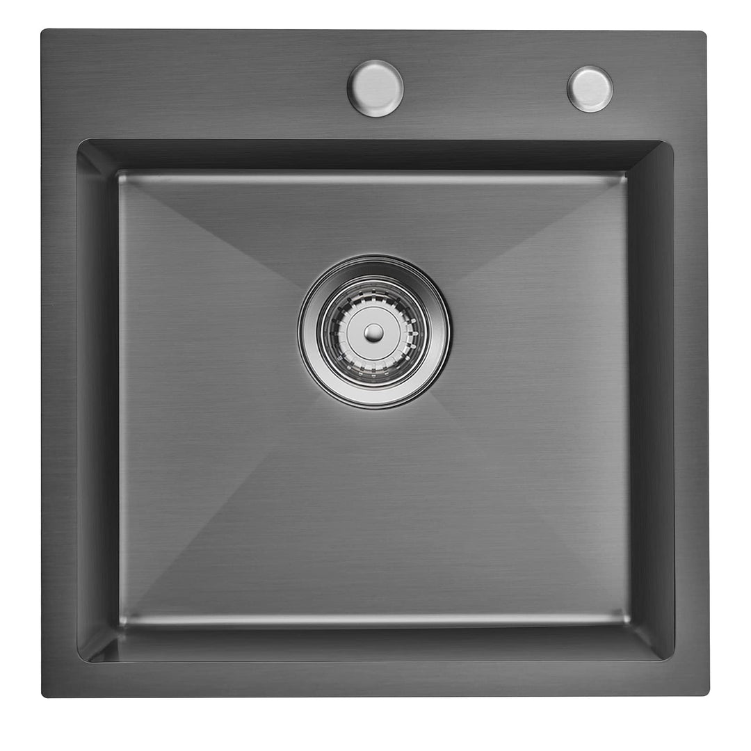 Lonheo Edelstahl Einbauspüle Anthrazit Schwarz für 60cm Unterschrank | 50x45 cm, 1 Becken, Hahnloch