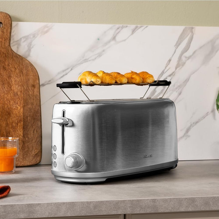 Cecotec Toaster 4 Scheiben Toast&Taste 1600 Retro Double Inox, 1630 W, 2 Breite und Lange Schlitze v