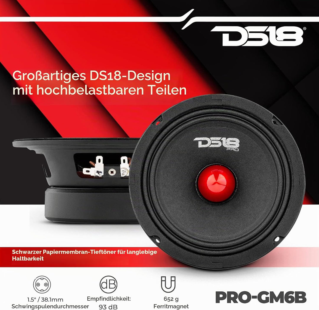 DS18 PRO-GM6B 6.5" Kugel-Mitteltöner Lautsprecher 8-Ohm, 480W Max, 140W RMS, 1 Lautsprecher Neues Mo