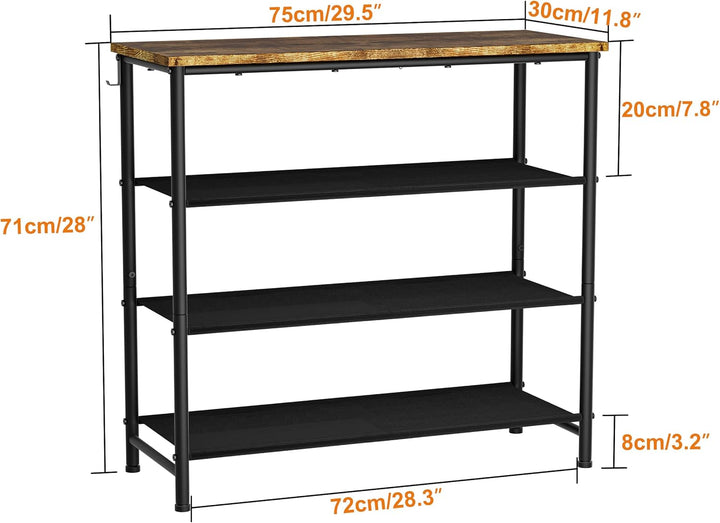 HOMIDEC Schuhregal,4-Ebenen Schuhablage mit Holzbrett als oberstes Regal,Schuhaufbewahrung für 12-16