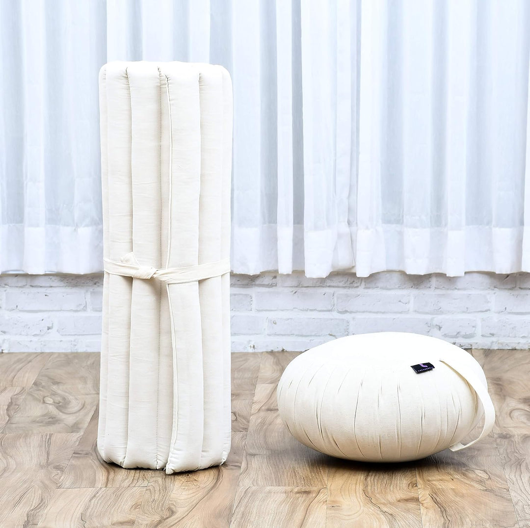 Leewadee Meditationskissen Set Sitzkissen Rund Zafu Yoga Kissen Zabuton Yogakissen Meditationskissen