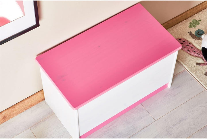 IDIMEX Spielzeugtruhe Hannah, praktische Aufbewahrungsbox aus massiver Kiefer in weiss/rosa, schöne