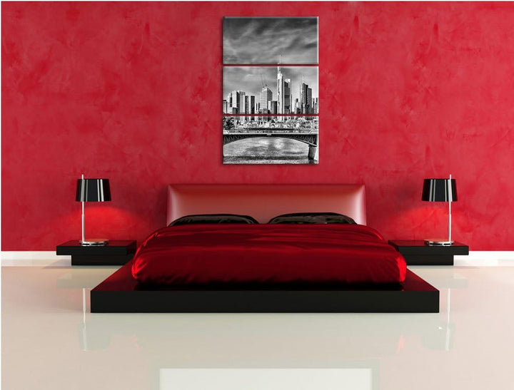 Pixxprint Skyline von Frankfurt am Main als Leinwandbild/Grösse: 3 Teilig (120x80) cm/Wandbild/Kunst