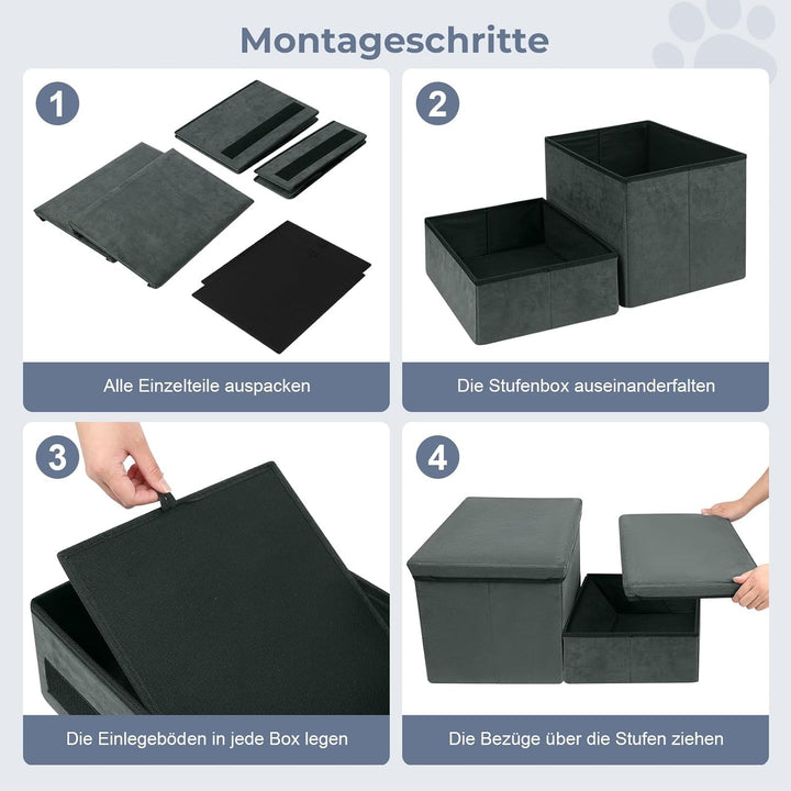 Hundetreppe 2 Stufen, Faltbare Haustiertreppe mit Stauraum, Katzentreppe Hunderampe Sofa für Alte Ka