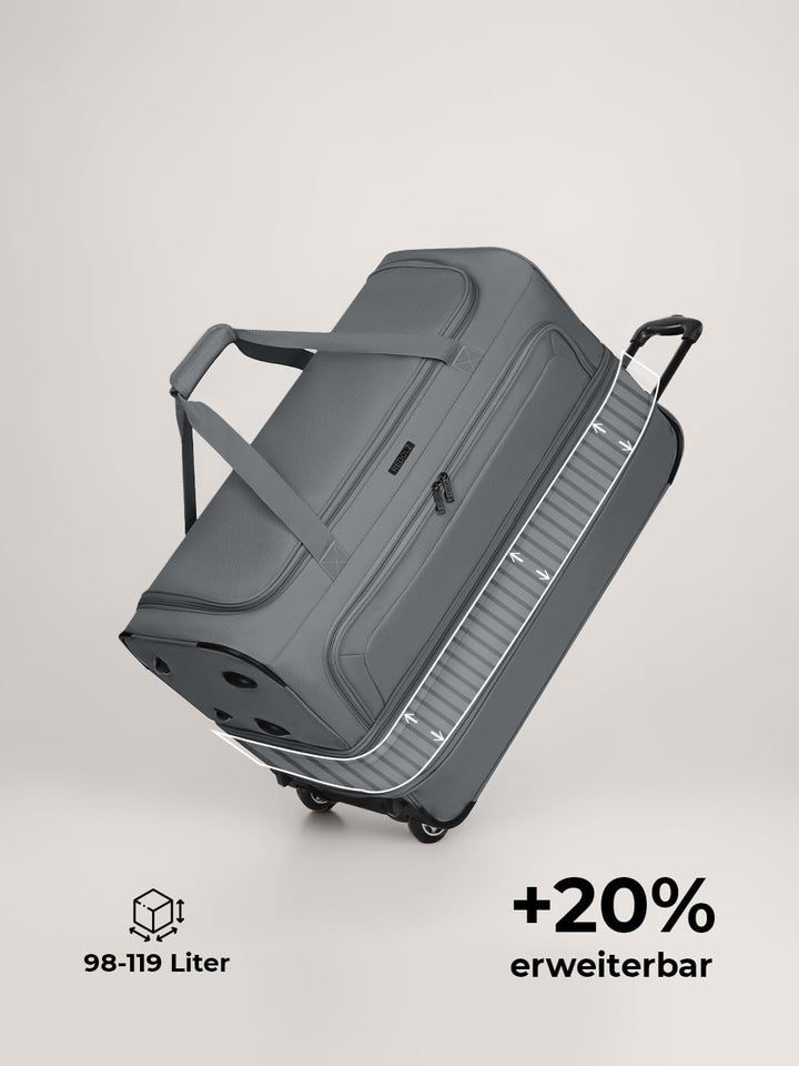 REDOLZ 2-Rollen grosse Trolley-Reisetasche | Volumen erweiterbar von 98 auf 119 Liter mit Dehnfalte