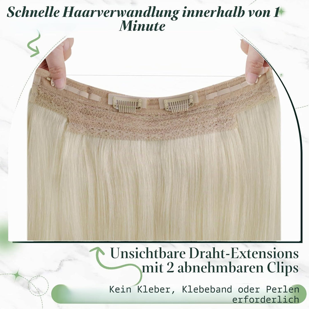 RUNATURE Blond Wire Extensions Echthaar 30cm Kurz Extensions Echthaar mit Draht 70g/pack Adjustable
