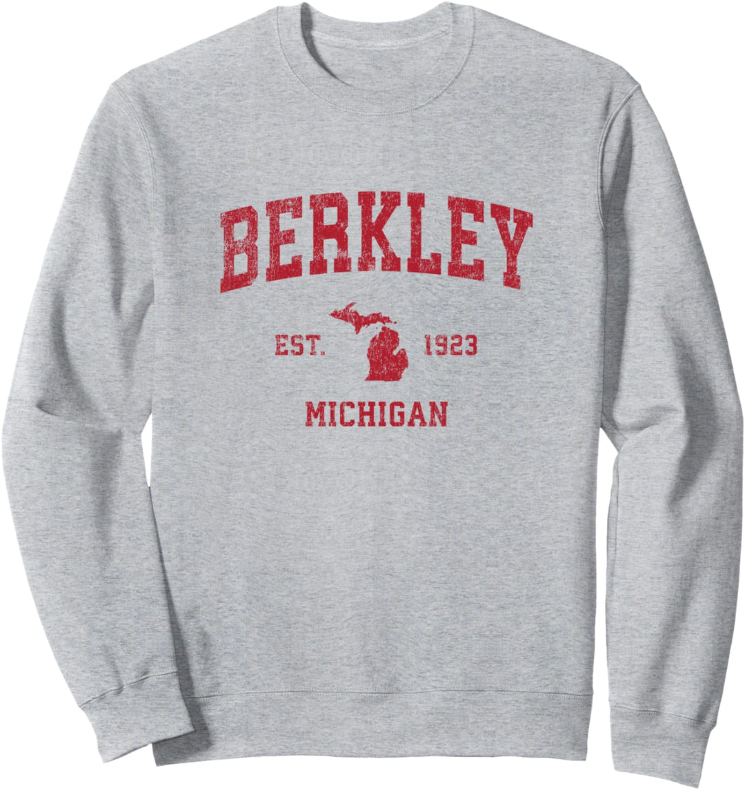 Berkley Michigan MI Vintage-Sportdesign roter Druck Sweatshirt
