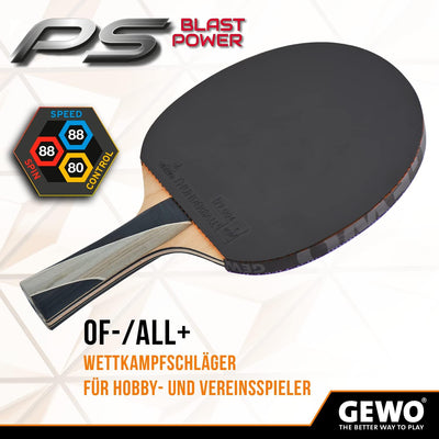 GEWO PS Blast Power Tischtennisschläger - ITTF genehmigter Profi-Tischtennisschläger, Allroundschläg