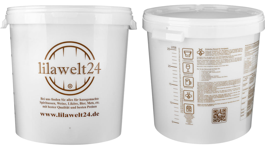 lilawelt24 30L Eimer mit Deckel lebensmittelecht Gäreimer Gärbehälter für die Vergärung von Bier, We